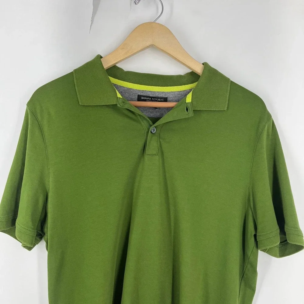 Banana Republic Luxury Touch Polo Shirt Mens Short Sleeve Olive Green‎ Collared